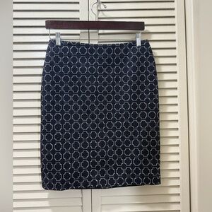 Talbots Women's Pencil Jacquard Skirt Navy